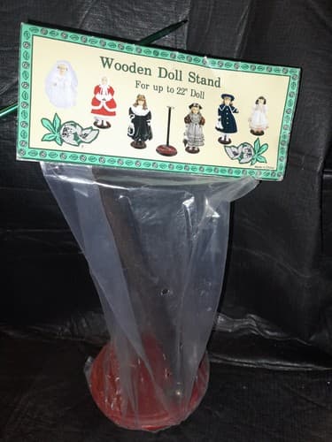 Rosewood Wooden Doll Stands Adjustable Fits 17-22" Display 11" x 5.5" x 5.5" - Image 1