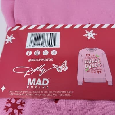 Dolly Parton Pink Christmas Sweatshirt | Have a Holly Dolly | Size Large NWT - Thumbnail 6
