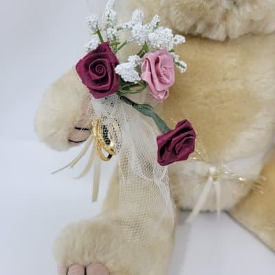 Ring Bearer Teddy Bear 2001 Pacific Craft Jointed Wedding | 12” Plush Vintage - Thumbnail 3