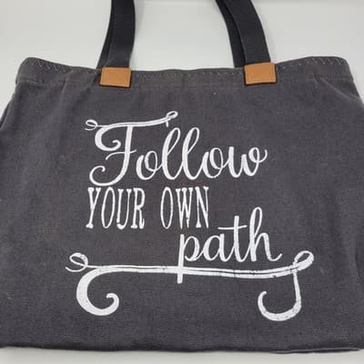 Thirty-One 31 Wander Tote Gray Canvas | Follow Your Own Path | Retired - Image 1