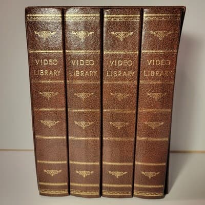 Vintage Faux Leather VHS Tape Storage Cases Set – “Video Library” Book Style - Image 1
