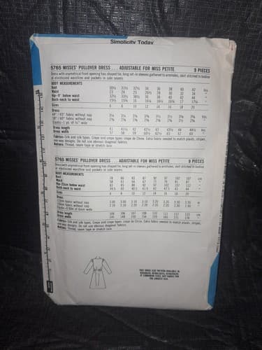 Simplicity 5765 ESP Sewing Pattern Women’s Long Sleeve Dress 1980s Size 6-8-10 - Thumbnail 2