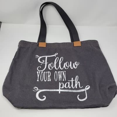 Thirty-One 31 Wander Tote Gray Canvas | Follow Your Own Path | Retired - Thumbnail 3