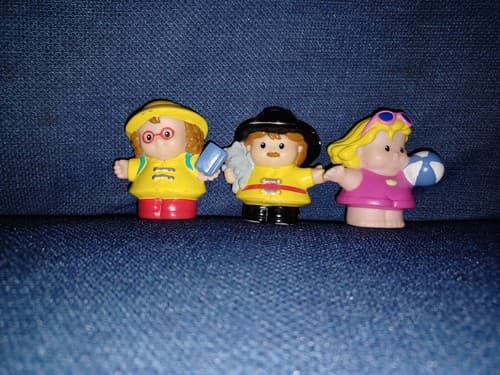 Fisher Price Little People FIREMAN, Maggie Yellow Raincoat & Girl Pink Swimsuit - Image 1