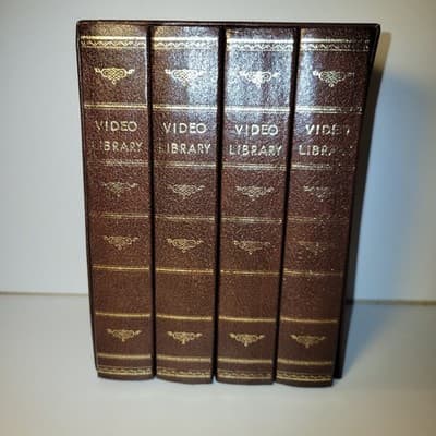 Vintage Faux Leather VHS Tape Storage Cases Set – “Video Library” Book Style - Thumbnail 3