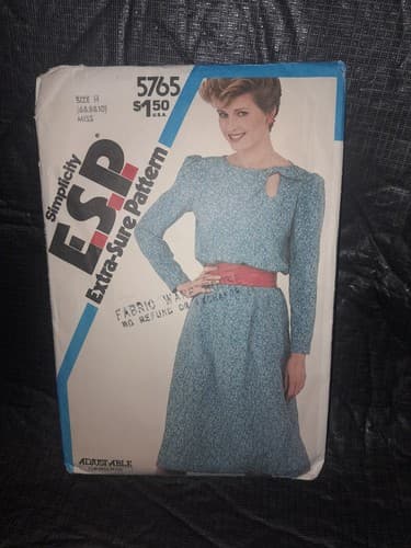 Simplicity 5765 ESP Sewing Pattern Women’s Long Sleeve Dress 1980s Size 6-8-10 - Image 1