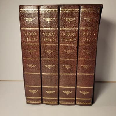 Vintage Faux Leather VHS Tape Storage Cases Set – “Video Library” Book Style - Thumbnail 2