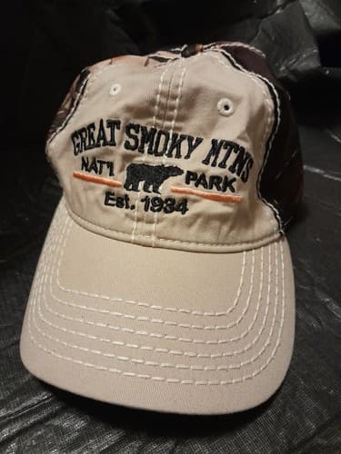 Great Smokey Mountains National Park Baseball Cap Hat Adjustable Camo - Thumbnail 2