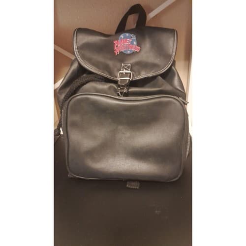Vintage Planet Hollywood Black Faux Leather Backpack Logo Bag - Image 1