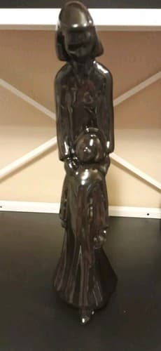 Rare 18" Haeger Mother and Child Baby Black Glazed Ceramic Statue Sculpture 1993 - Image 1