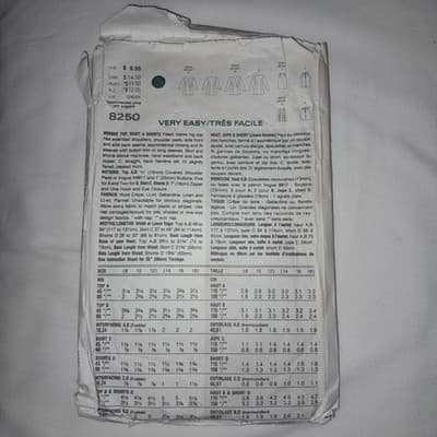Very Easy Very Vogue 8250 Top, Skirt & Shorts Pattern Misses' 8-12 CUT SZ 10 - Thumbnail 2