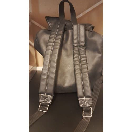 Vintage Planet Hollywood Black Faux Leather Backpack Logo Bag - Thumbnail 3
