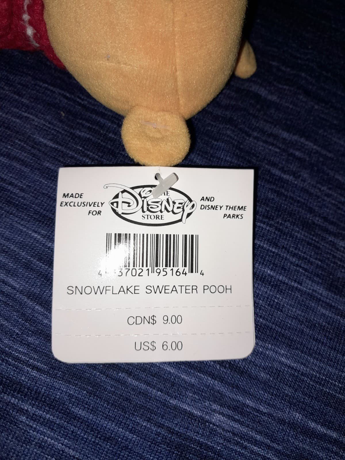 Winnie The Pooh Snowflake Sweater Pooh Family Bean Bag Plush Disney Store 1998 - Thumbnail 8