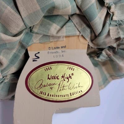 1994 Longaberger Lizzie High 11" Wooden Doll Goose 10th Anniversary Cottagecore - Thumbnail 12