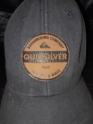 Quiksilver Hat Boardriding Company Since 1969, The Mtn & Wave Patch Gray Cap - Image 1