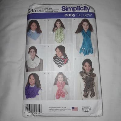 Simplicity Pattern 1235 aka S0470 Scarf Scarves Neckwear Dickie Easy To Sew UC - Image 1