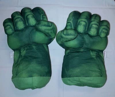 Incredible Hulk Smash Big Fists Soft Plush Toy Boxing Hands Pair Cosplay - Image 1