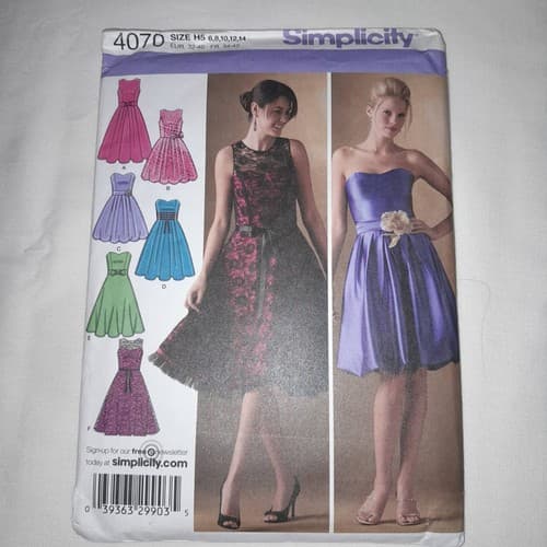 Simplicity 4070 Sewing Pattern Size 6-14 Dress Multiple Styles Formal Elegant UC - Image 1