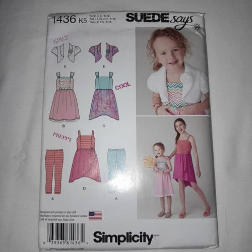 Simplicity Sewing 1436 Pattern Girls Sz 7-14 Dress Bolero Leggings Versatile UC - Thumbnail 2