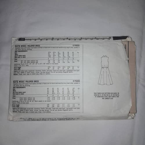 Simplicity 5372 Sewing Pattern SZ 14-18 Dress Sleeveless VNeck Flared Skirt CUT - Thumbnail 2