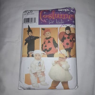 Simplicity 3605 Pattern Toddler ½-4 Lamb Witch Pumpkin Duck CUT LadyBug - Image 1