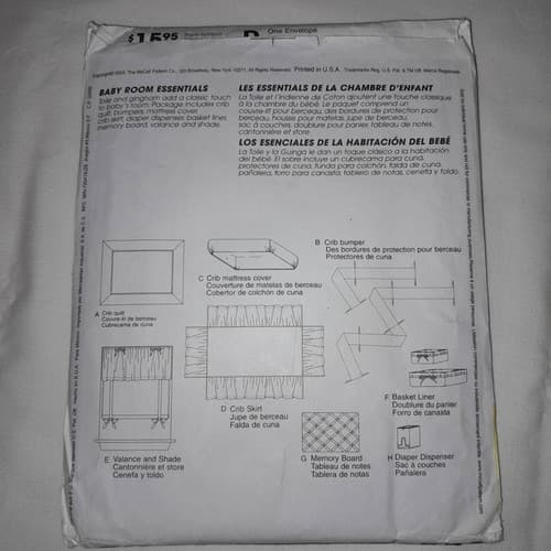 McCalls M4328 Pattern Baby Room Essentials Vintage inspired Nursery Quilt UC - Thumbnail 3