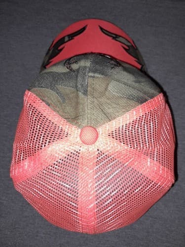 Hunters Will do anything for a Buck Hunting Cap Orange / Camo Loop Back Hat - Thumbnail 5