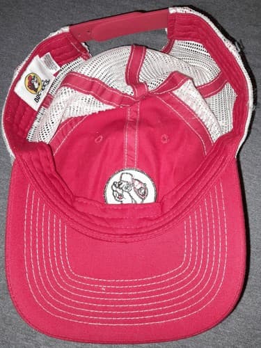 Buc-ees Strapback Red Trucker Hat Embroidered Logo Mesh Back Baseball Cap - Thumbnail 7