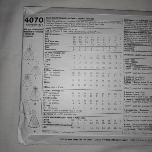 Simplicity 4070 Sewing Pattern Size 6-14 Dress Multiple Styles Formal Elegant UC - Thumbnail 3