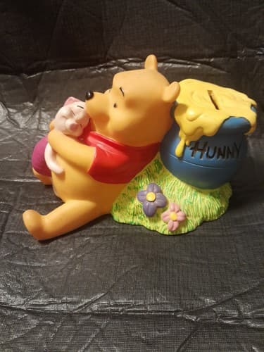 Winnie The Pooh W/Piglet Hunny Pot Disney Coin Money Bank Applause Brand VINTAGE - Image 1
