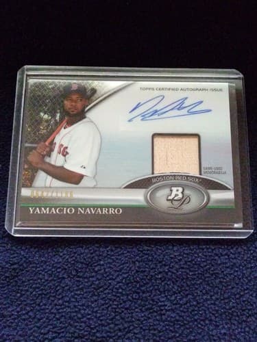 2011 Bowman Platinum Yamacio Navarro Game Used Bat Auto 0642 /1166 BAR-YN - Image 1
