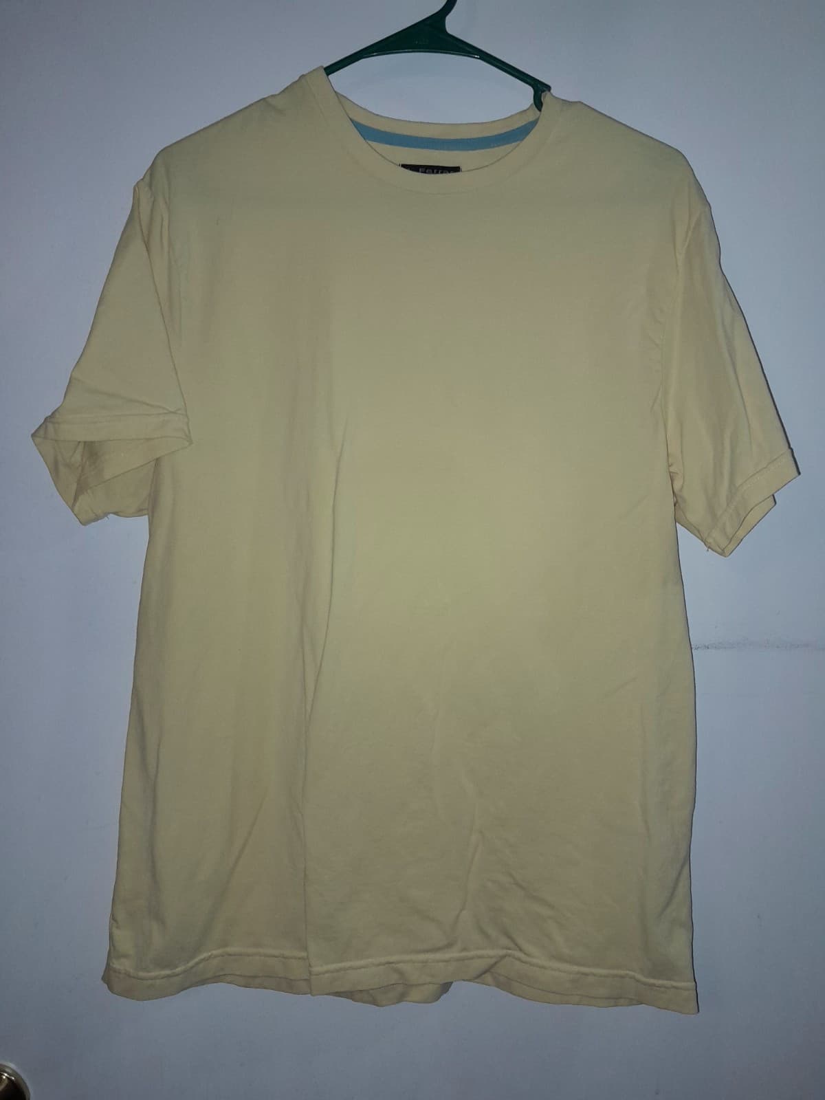 JF J. Ferrar T-Shirt Mens Large Solid Yellow Crew Neck Short Sleeve Modern Fit - Image 1