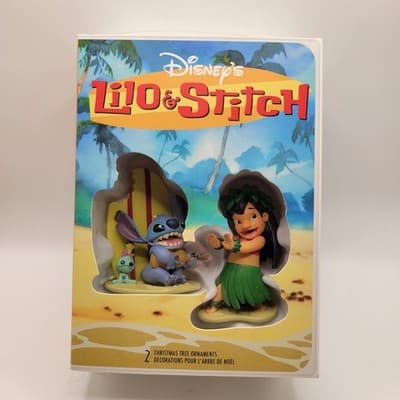 Hallmark Disney Lilo & Stitch 2 Pc Christmas Tree Ornament Box set Display Decor - Image 1