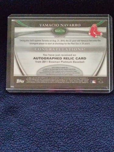 2011 Bowman Platinum Yamacio Navarro Game Used Bat Auto 0642 /1166 BAR-YN - Thumbnail 3