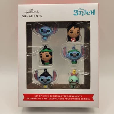 Hallmark Disney Stitch Lilo & Stitch Mini Christmas Ornaments 6-Piece Set NIB - Thumbnail 2