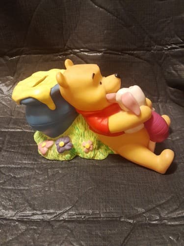 Winnie The Pooh W/Piglet Hunny Pot Disney Coin Money Bank Applause Brand VINTAGE - Thumbnail 4