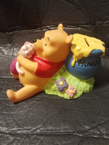 Winnie The Pooh W/Piglet Hunny Pot Disney Coin Money Bank Applause Brand VINTAGE - Thumbnail 2