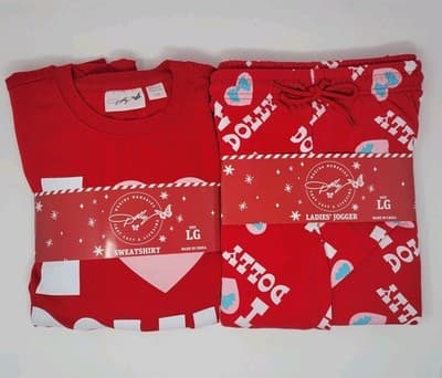 Dolly Parton I Love Dolly Red Sweatshirt & Jogger Lounge Set Women’s Large NWT - Thumbnail 2