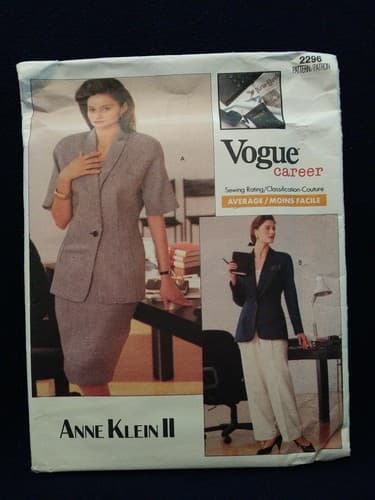 Vogue 2296 Anne Klein II Suit Pattern Blazer Skirt Pants Size 10 12 Uncut - Image 1