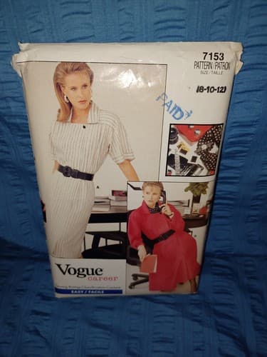 Vogue 7153 Vintage Career Dress Sewing Pattern Sizes 12–18 Office Wear - Image 1
