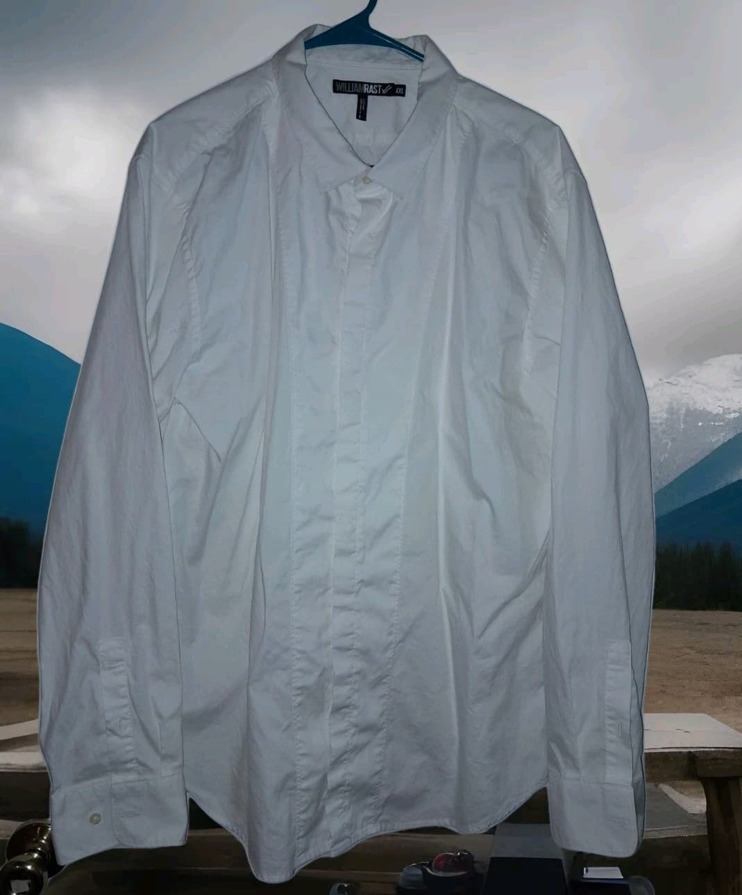 William Rast Mens XXL Covered Button Up Shirt Long Sleeve White Fly Front - Image 1