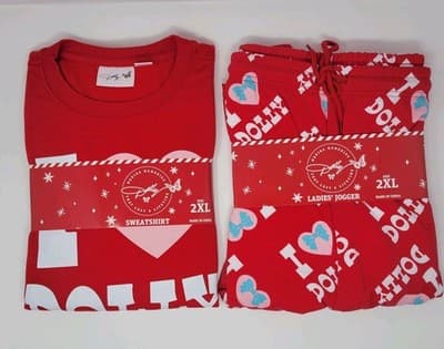 Dolly Parton I Love Dolly Red Sweatshirt & Jogger Lounge Set Women’s 2XL NWT - Image 1