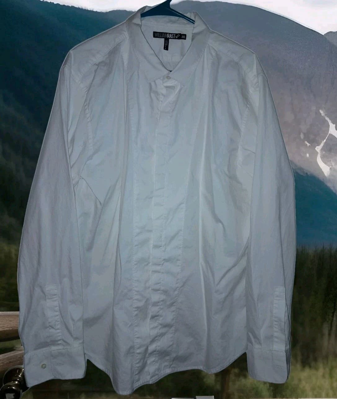 William Rast Mens XXL Covered Button Up Shirt Long Sleeve White Fly Front - Thumbnail 2