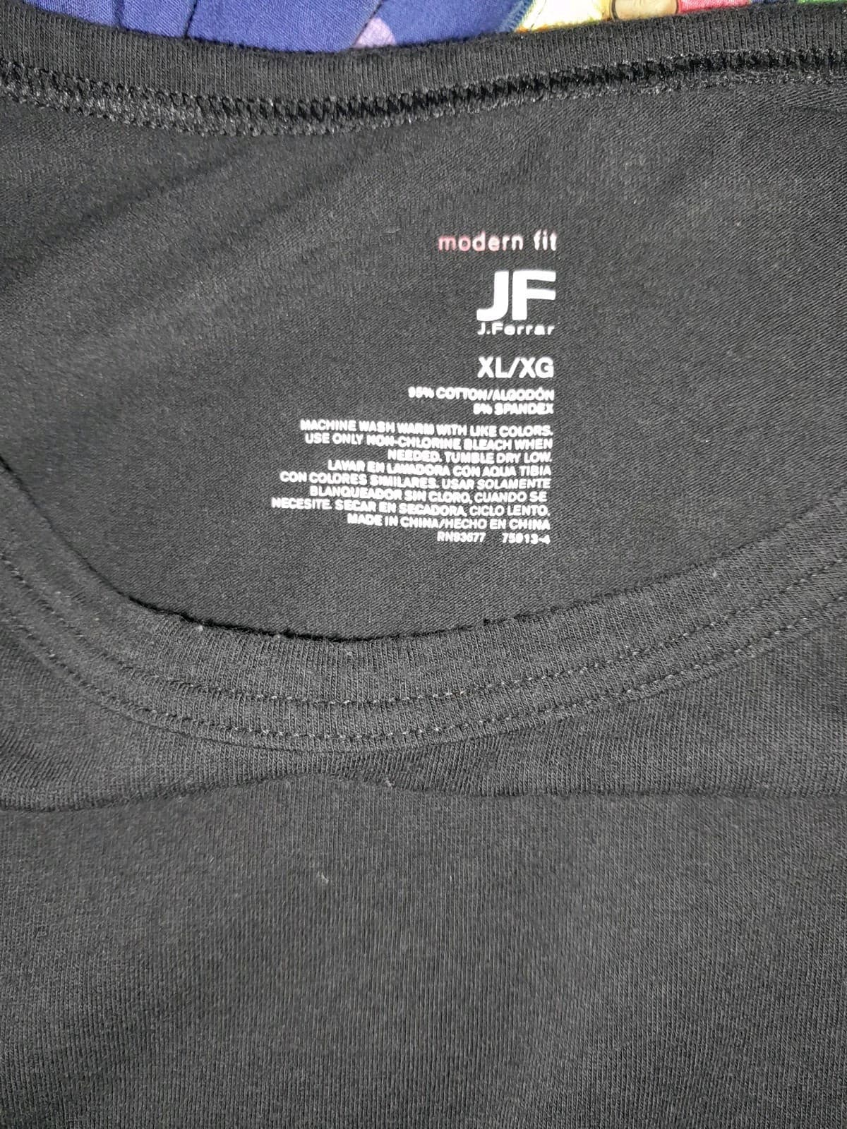 Mens XL XLarge Black Tshirt Crew Neck Short Sleeve Modern Fit XL by JF J Ferrar - Thumbnail 4