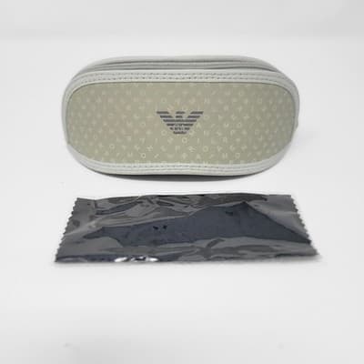 Emporio Armani Eyeglasses Sunglasses Soft Case Zipper Gray Authentic w Cloth - Image 1
