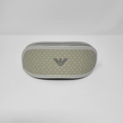 Emporio Armani Eyeglasses Sunglasses Soft Case Zipper Gray Authentic w Cloth - Thumbnail 2