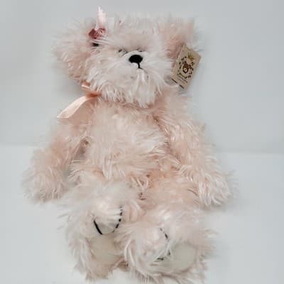 The BEARINGTON Collection Plush Teddy Bear Camille Pink Shaggy Bow Collectible - Image 1