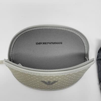 Emporio Armani Eyeglasses Sunglasses Soft Case Zipper Gray Authentic w Cloth - Thumbnail 8