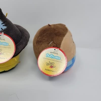 Hallmark Fluffballs The Wizard of Oz LOT 2 Dorothy Scarecrow w/ TAGS Ornaments - Thumbnail 6