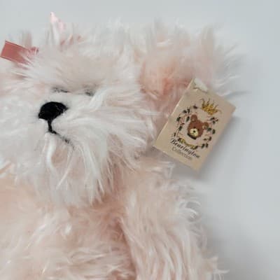 The BEARINGTON Collection Plush Teddy Bear Camille Pink Shaggy Bow Collectible - Thumbnail 4